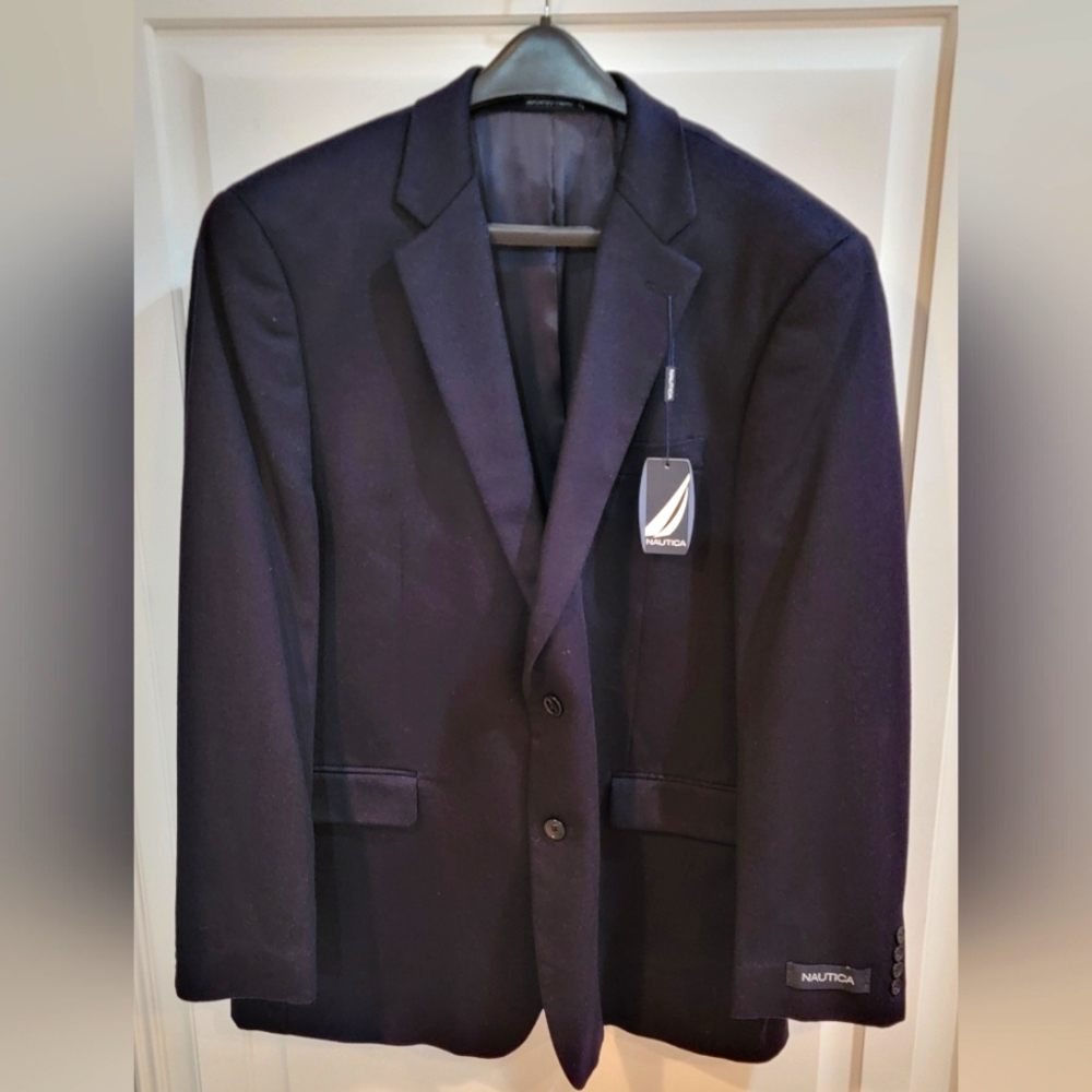Brand New Nautica Navy Blue Cashmere Men's Suit Coat